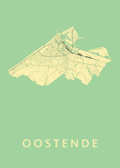 Oostende Stadskaart poster Spring