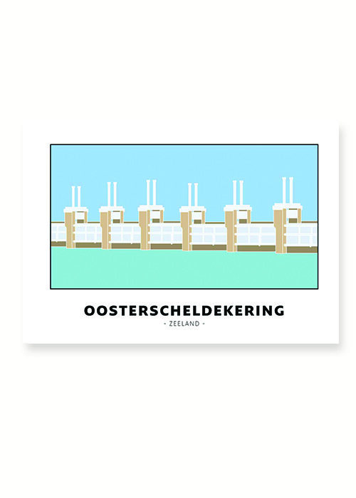 Oosterscheldekering lijntekening print
