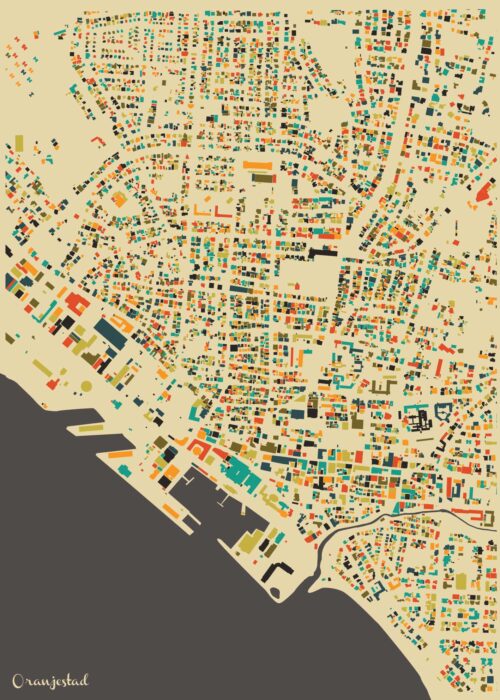 Oranjestad Mozaïek Stadskaart poster