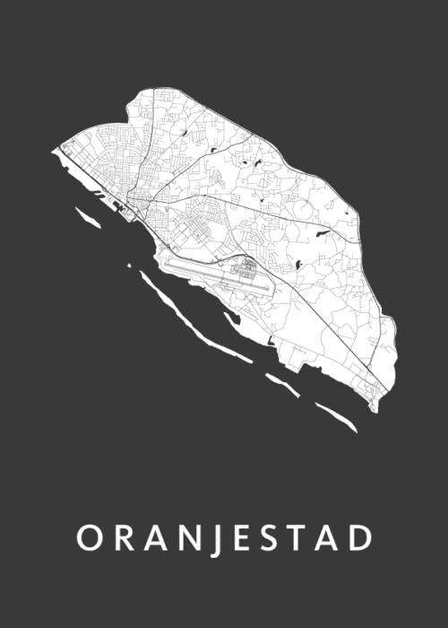 Oranjestad Black Stadskaart Poster Kopen