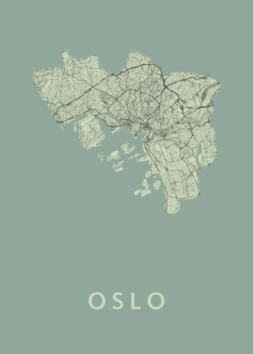 Oslo Olive Stadskaart Poster Kopen