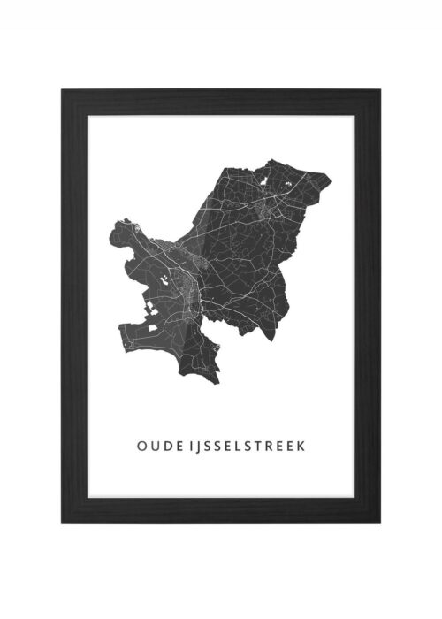 oude ijsselstreek gemeentekaart regiokaart poster ingelijst in zwarte lijst