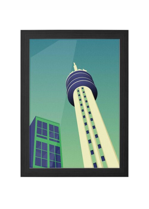 ptt toren stadsgezicht poster ingelijst in zwarte lijst