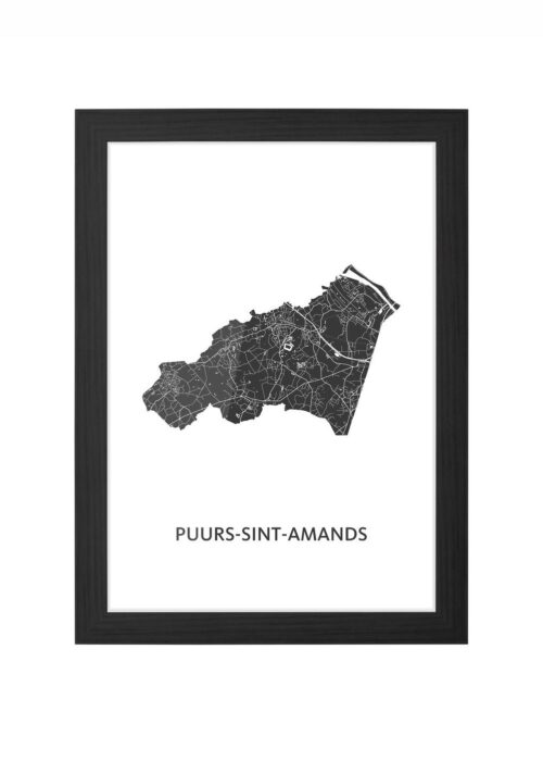 Puurs-Sint-Amands Ingelijst in Zwart lijst Kopen | Kunst in Kaart