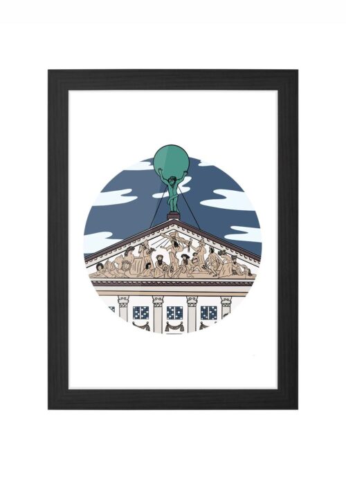 paleis op de dam icoon print poster ingelijst in zwarte lijst