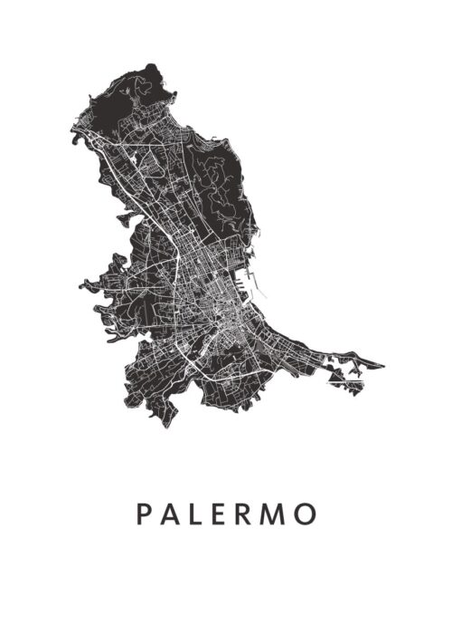 Palermo - Wit Stadskaart Poster Kopen