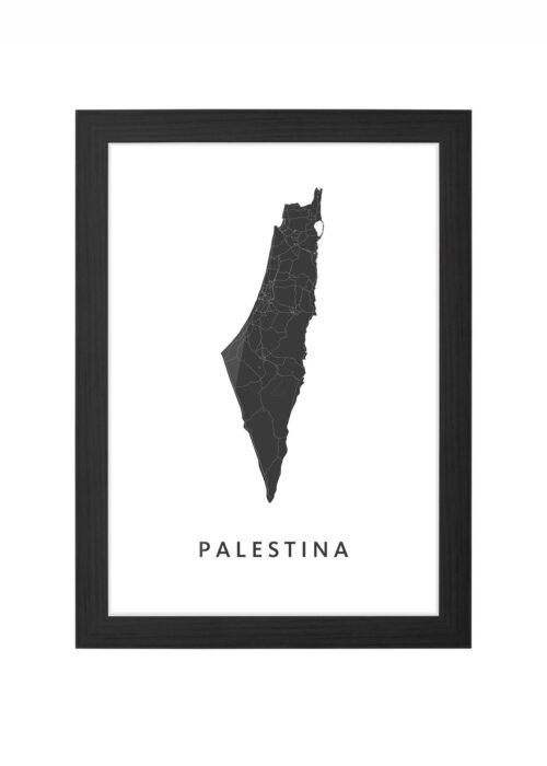 palestina landkaart poster ingelijst in zwarte lijst