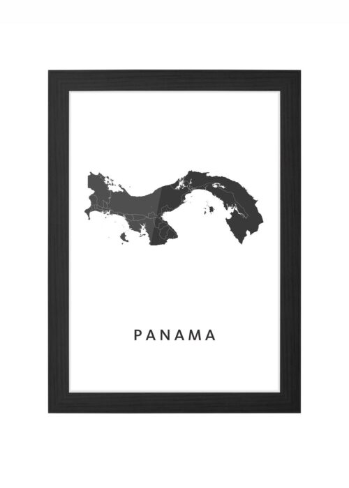 panama landkaart poster ingelijst in zwarte lijst