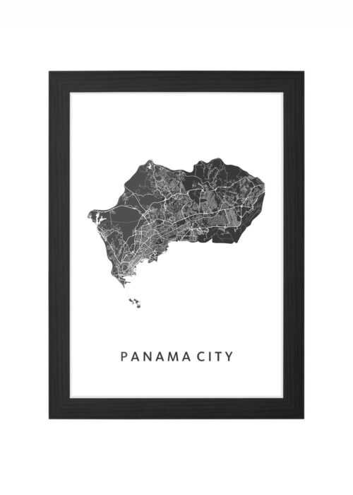Panama City Ingelijst in Zwart lijst Kopen | Kunst in Kaart