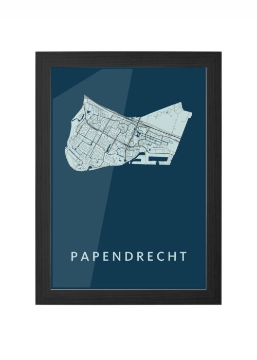 Papendrecht Navy Ingelijst in Zwart lijst Kopen | Kunst in Kaart