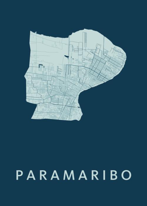 Paramaribo Stadskaart - Feldgrau poster