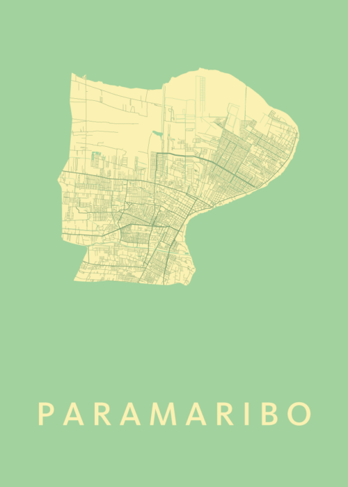 Paramaribo Stadskaart - Spring poster