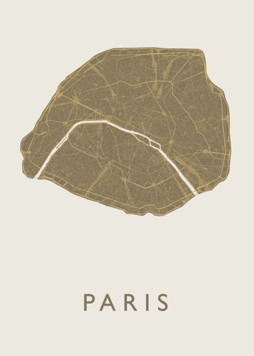 Parijs stadskaart poster Gold