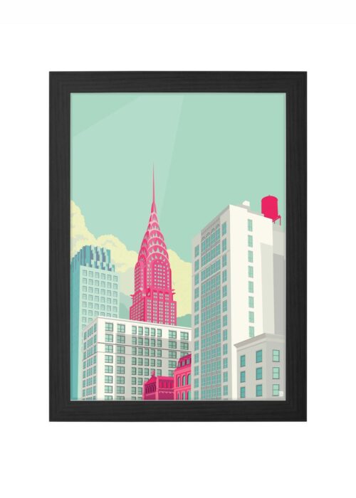 new york - park avenue stadsgezicht poster ingelijst in zwarte lijst