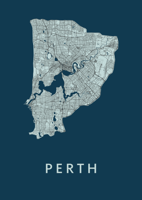Perth Navy Stadskaart Poster Kopen