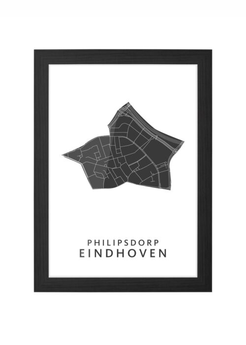 philipsdorp wijkkaart poster ingelijst in zwarte lijst