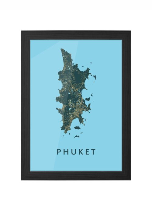 Phuket Amazon Island Map ingelijst in zwarte lijst