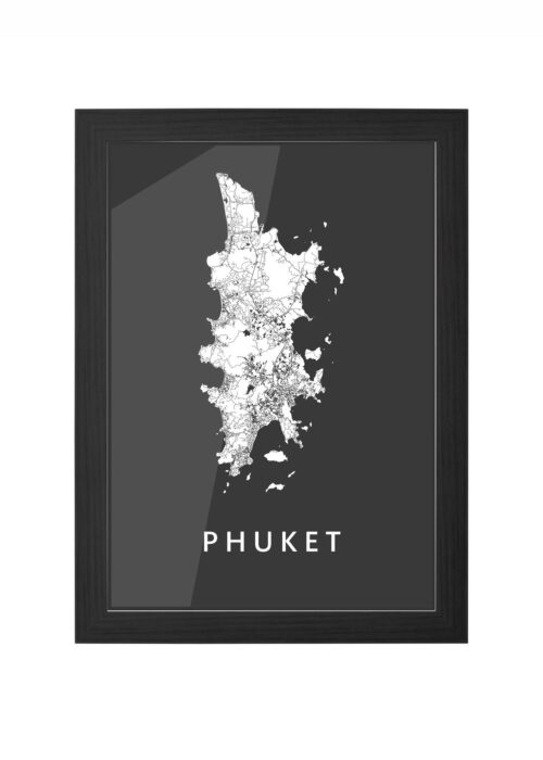 Phuket Amazon Island Map ingelijst in zwarte lijst