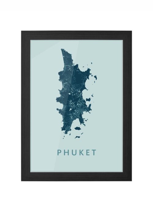 Phuket Amazon Island Map ingelijst in zwarte lijst