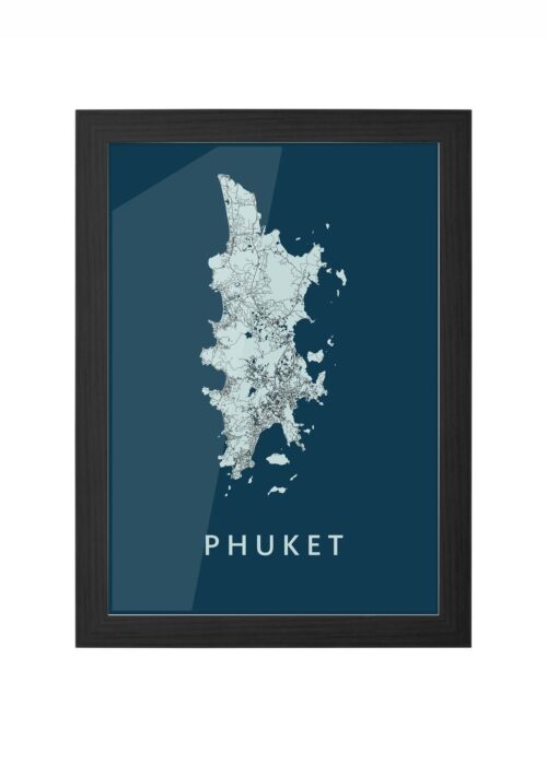 Phuket Amazon Island Map ingelijst in zwarte lijst