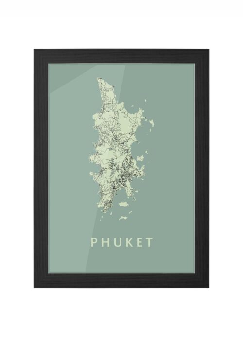 Phuket Amazon Island Map ingelijst in zwarte lijst