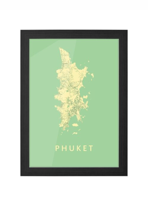 Phuket Amazon Island Map ingelijst in zwarte lijst