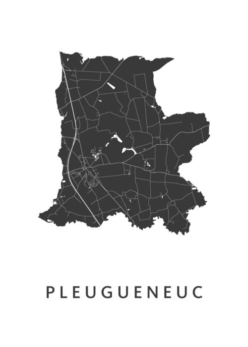 Pleugueneuc White Stadskaart Poster Kopen