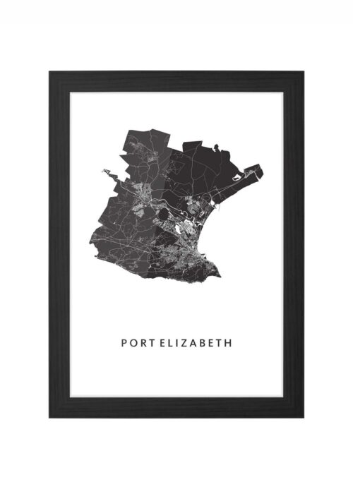 Port Elizabeth Ingelijst in Zwart lijst Kopen | Kunst in Kaart
