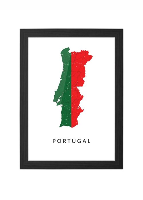 portugal landkaart poster landvlag ingelijst in zwarte lijst