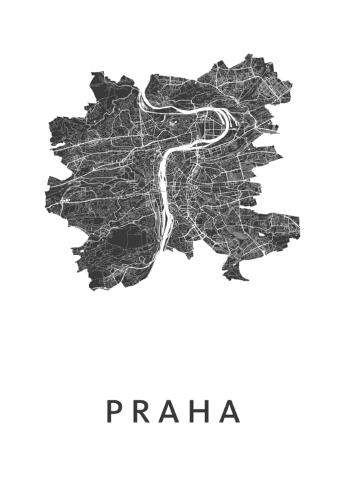 Praha White Stadskaart Poster Kopen