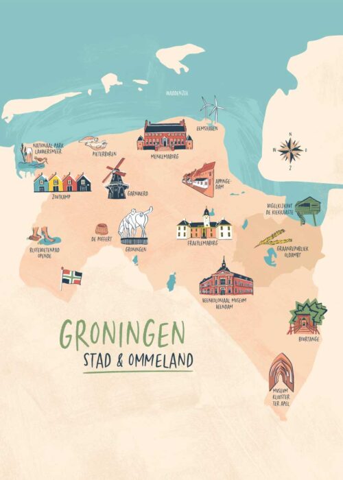 Geïllustreerde Kaart van de Provincie Groningen