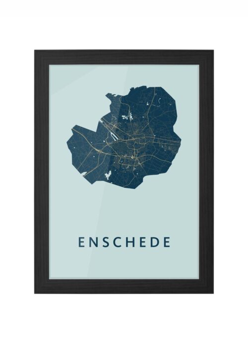 enschede stadskaart poster prussian ingelijst in zwarte lijst