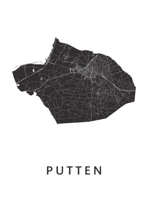 Putten White Stadskaart Poster Kopen