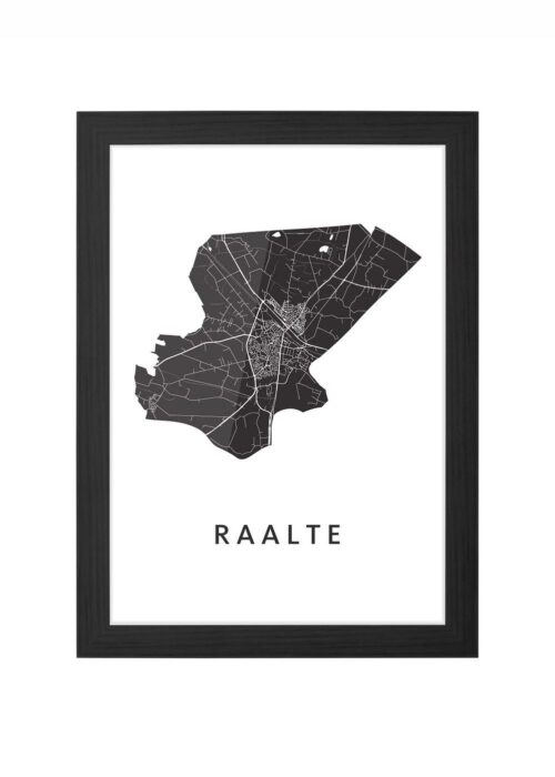 raalte stadskaart poster ingelijst in zwarte lijst