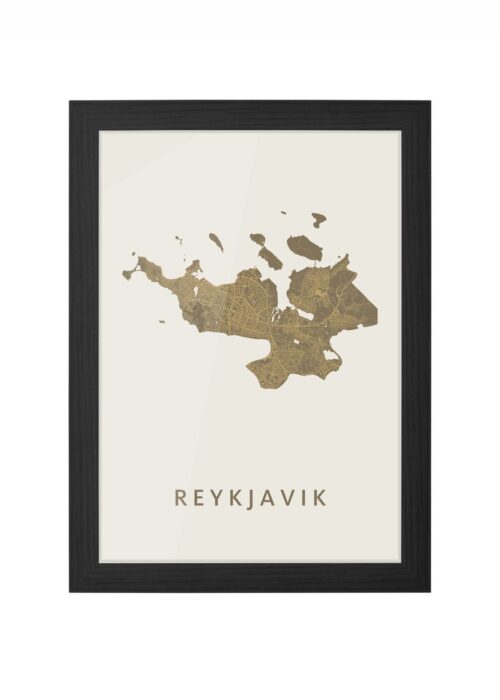 Reykjavik Gold Ingelijst in Zwart lijst Kopen | Kunst in Kaart