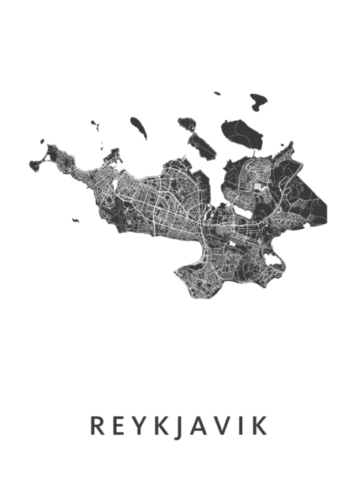Reykjavik Stadskaart Poster Kopen