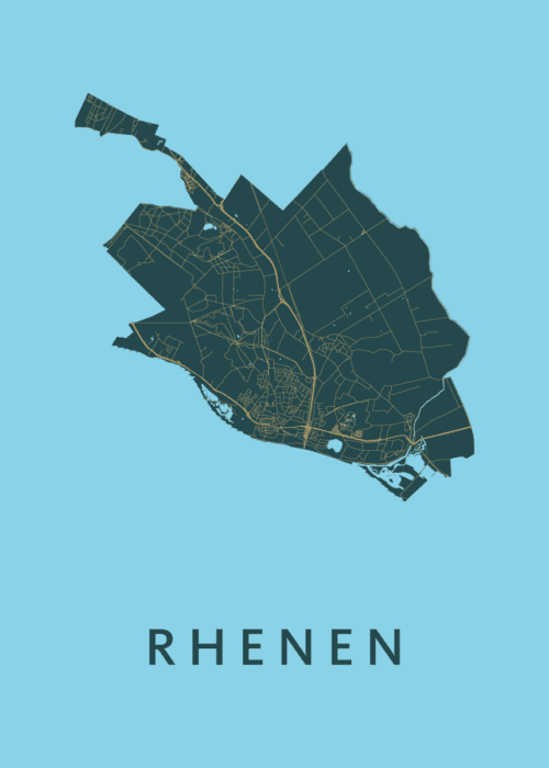 Rhenen Azure Stadskaart Poster Kopen