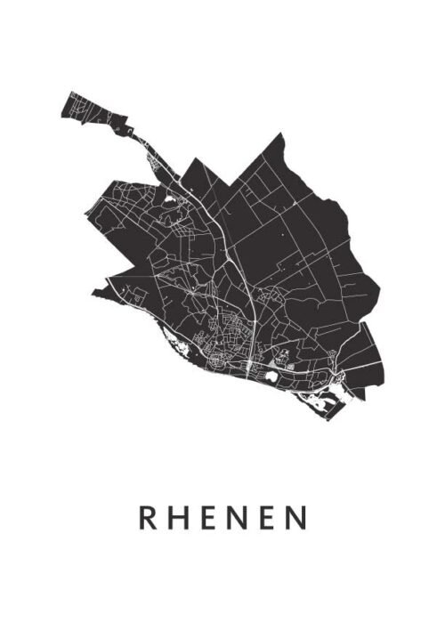 Rhenen White Stadskaart Poster Kopen
