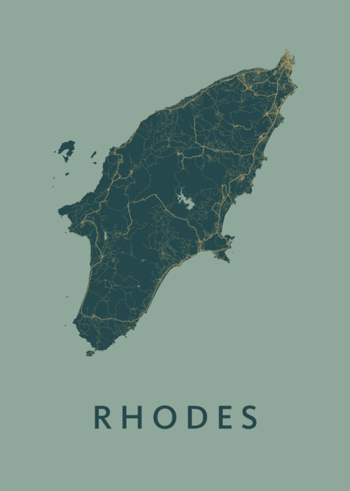 Rhodes Stadskaart poster