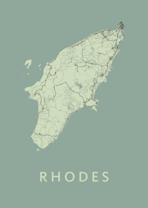 Rhodes Stadskaart poster