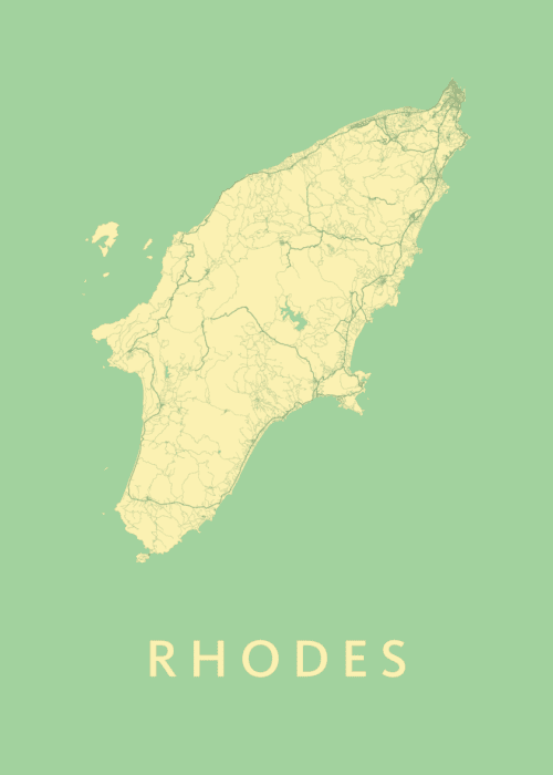 Rhodes Stadskaart poster