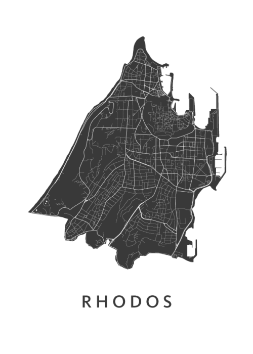 Rhodos Stadskaart Poster Kopen