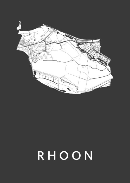 Rhoon Black Stadskaart Poster Kopen