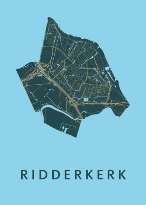 Ridderkerk Azure Stadskaart Poster Kopen