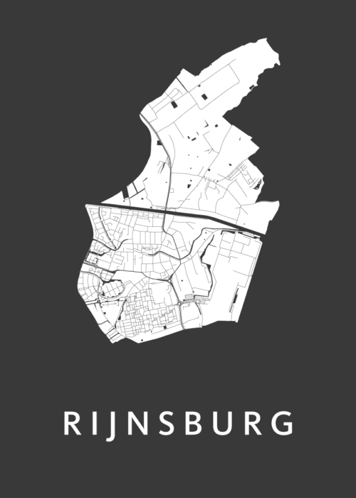 Rijnsburg Black Stadskaart Poster Kopen