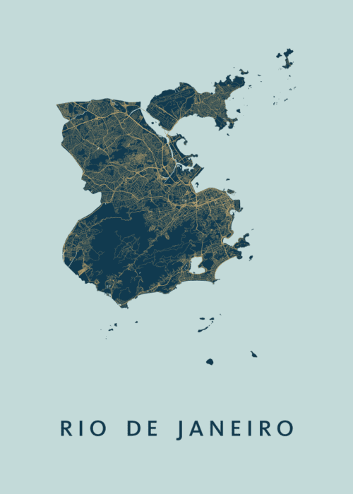 Rio de Janeiro Prussian Stadskaart Poster Kopen
