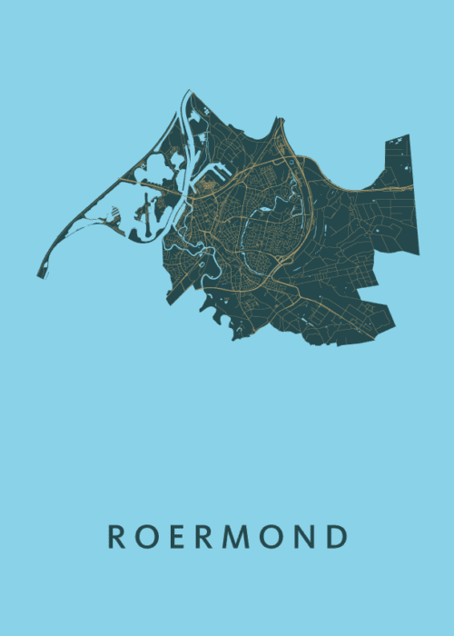 Roermond Stadskaart Poster Azure poster