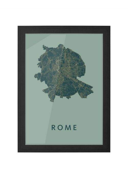 rome stadskaart poster ingelijst in zwarte lijst