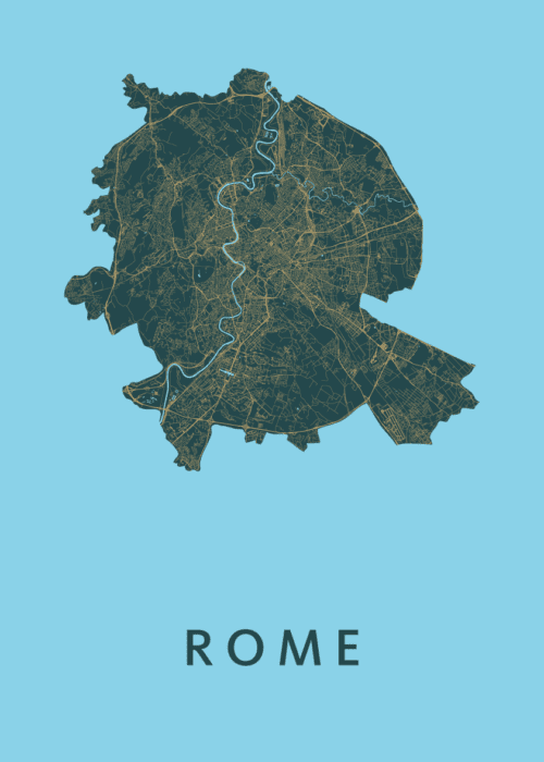 Rome Stadskaart poster Azure