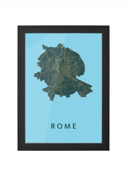 rome stadskaart poster ingelijst in zwarte lijst